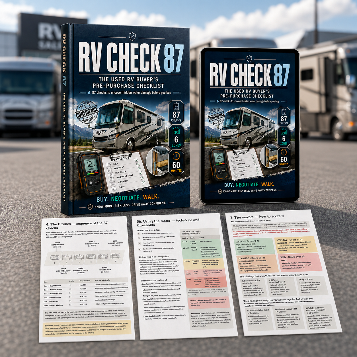 RV CHECK 87 — the used RV buyer's pre-purchase checklist, book and tablet edition